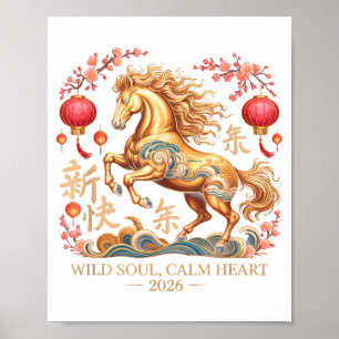 Affiche Dame Cheval Kawaii 2026 Âme Sauvage Folle Cœur Cal