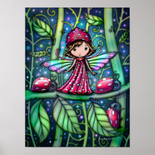 Affiche Dame coccinelle à points blancs Fée Fantastique Ar
