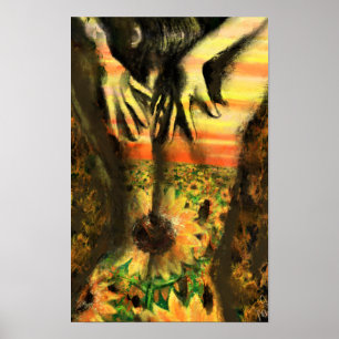 Affiche Dame dansant dans les tournesols - Œuvre d'art ori
