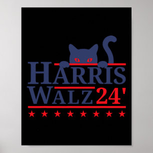 Affiche Dame de chat sans enfant pour Kamala Harris Tim Wh