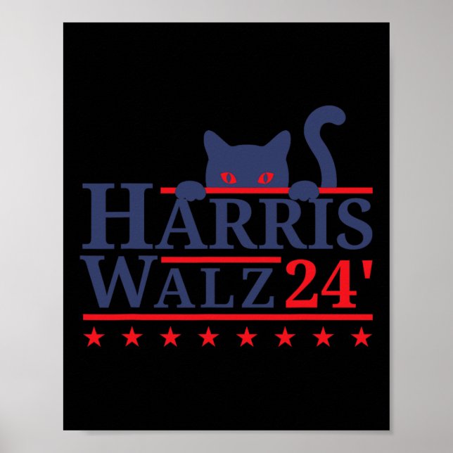 Affiche Dame de chat sans enfant pour Kamala Harris Tim Wh (Devant)