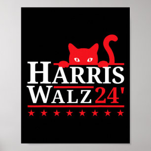 Affiche Dame de chat sans enfant pour Kamala Harris Tim Wh