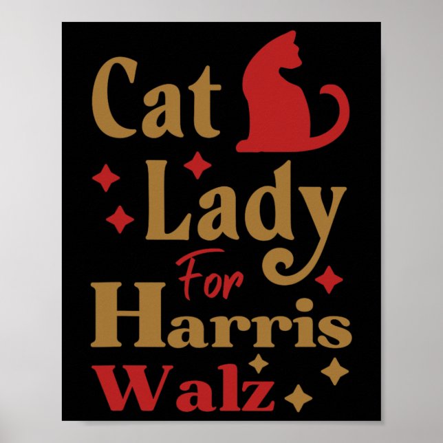 Affiche Dame de chat sans enfant pour Kamala Harris Tim Wh (Devant)