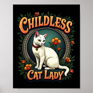 Affiche Dame de chat sans enfants Drôle amateur de chat 1