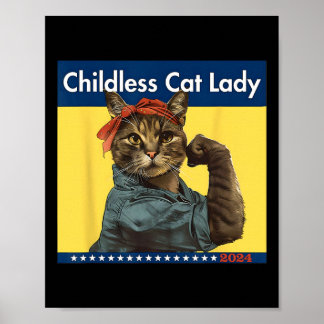 Affiche Dame de chat sans enfants vote élection 2024 États