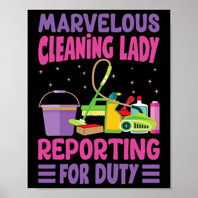 Affiche Dame de nettoyage merveilleuse se présentant pour  (Devant)