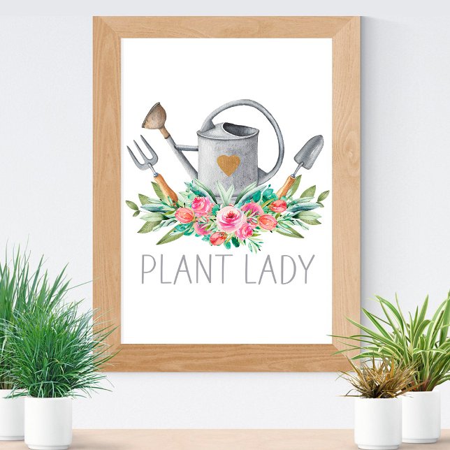 Affiche Dame de plantes aquarelle boho humour chic jardini (Créateur téléchargé)