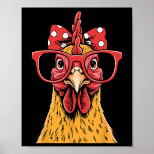 Affiche Dame de poulet drôle Coq Poule portant des femmes