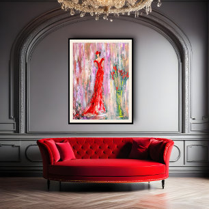 Affiche Dame en rouge