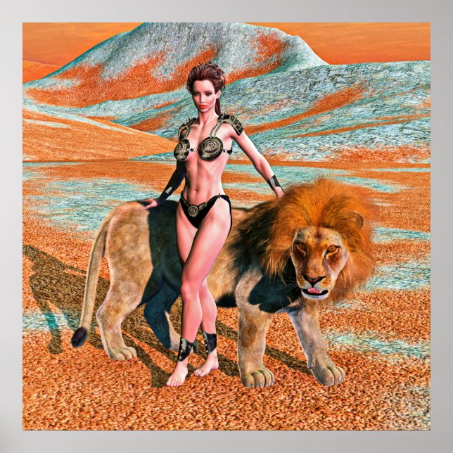 Affiche Dame et Lion (Devant)