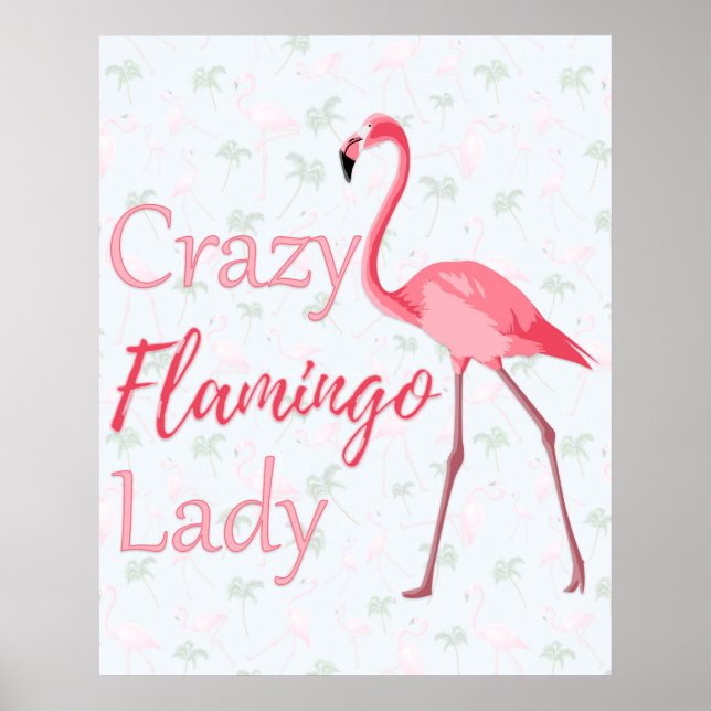 Affiche Dame Flamant rose folle (Devant)