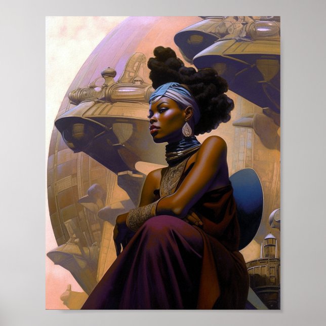 Affiche Dame futuriste africaine-américaine (Devant)