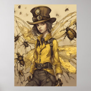 Affiche Dame Insecte Steampunk