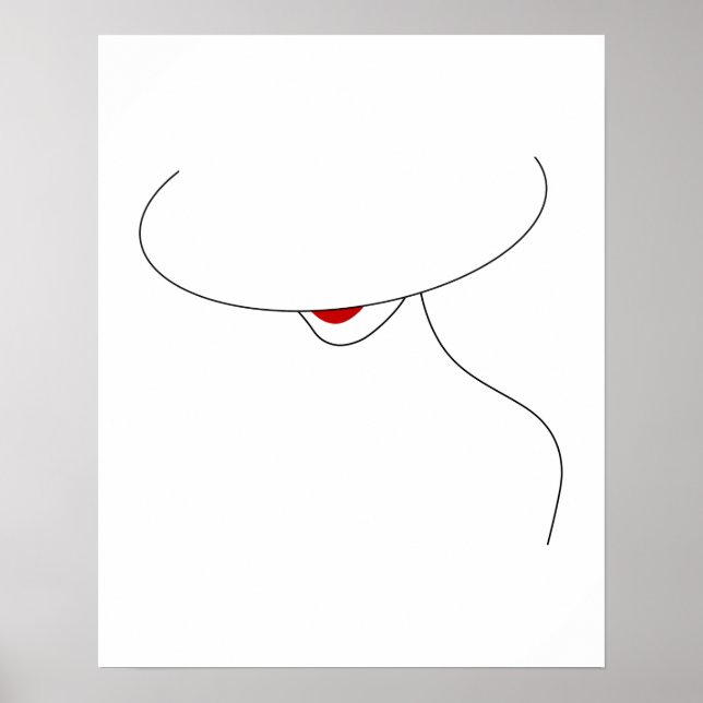 Affiche Dame Moderne Avec Casquette En Rouge Lipstick Line (Devant)