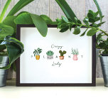 Affiche Dame Plante folle | Chic Plantes pointillés<br><div class="desc">Êtes-vous fou de plantes ? ou connaissez-vous quelqu'un qui ne peut pas en avoir assez de ses plantes ? Ensuite, cette affiche "Dame Plante folle" est parfaite ou vous-même ou comme un cadeau. Notre design présente nos beaux plantes chic peints à l'aquarelle peinte à la main. Le mot "PLANTE" est...</div>