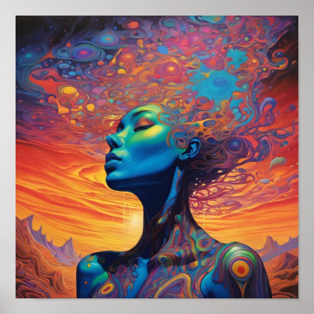 Affiche Dame psychédélique (Devant)