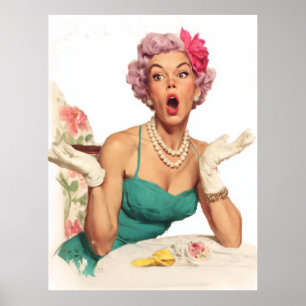 Affiche Dame Surprise au Charme Rétro