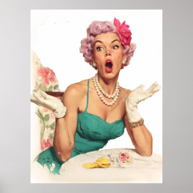 Affiche Dame Surprise au Charme Rétro (Devant)