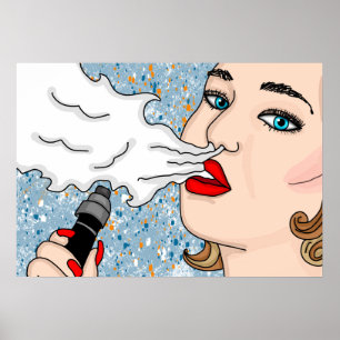 Affiche Dame Vaping Style Rétro