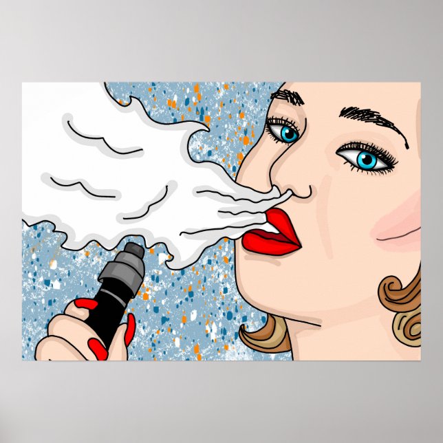 Affiche Dame Vaping Style Rétro (Devant)