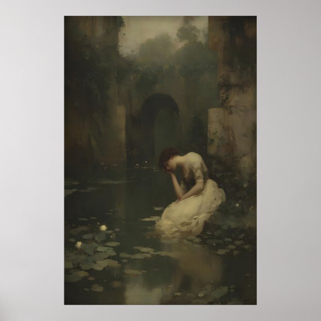 Affiche Dame victorienne au bord de l'eau imprimable numér (Devant)