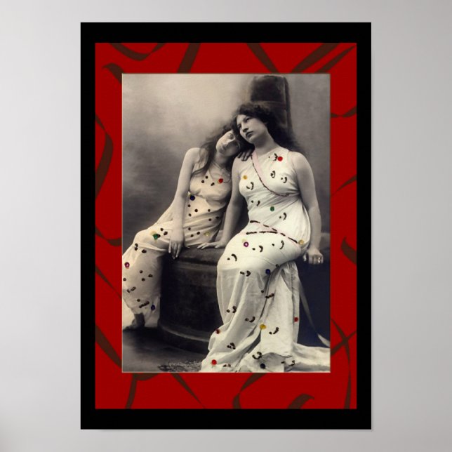 Affiche Dames aux cheveux longs image victorienne (Devant)