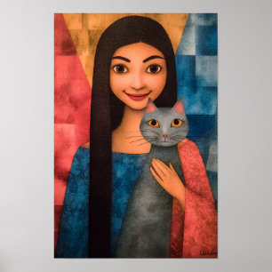 Affiche Dames & Chats – Collection de portraits vintage 1