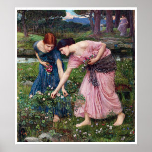 Affiche Dames cueillant des roses, John William Waterhouse