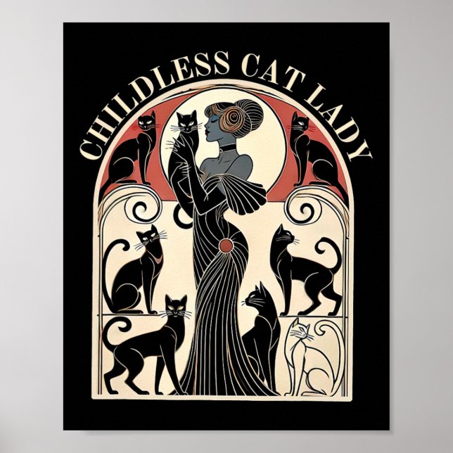 Affiche Dames de chat sans enfants Karma de chat Rétro Drô (Devant)
