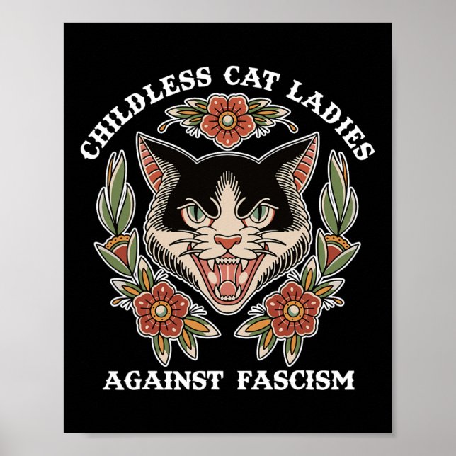 Affiche Dames de chats sans enfants contre le fascisme Drô (Devant)