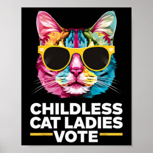 Affiche Dames de chats sans enfants votent bleu 1 
