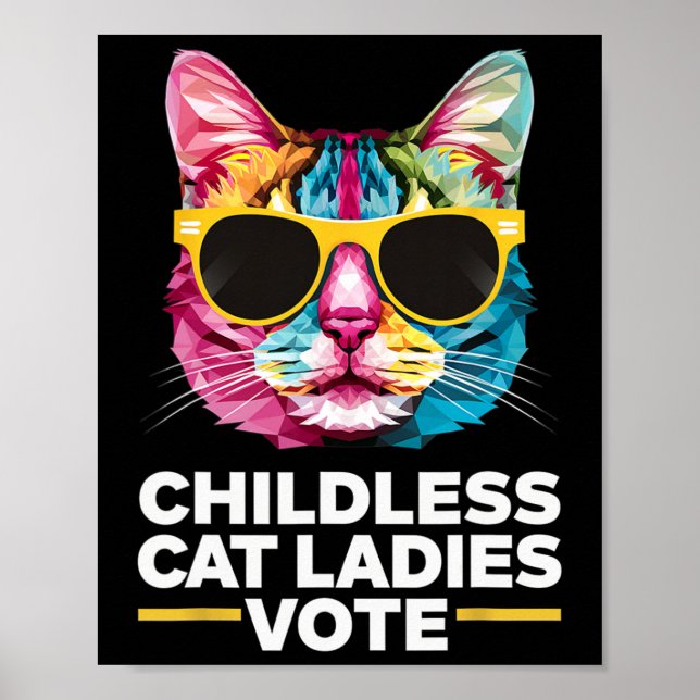 Affiche Dames de chats sans enfants votent bleu 1  (Devant)
