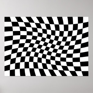 Affiche Damier tordu abstrait