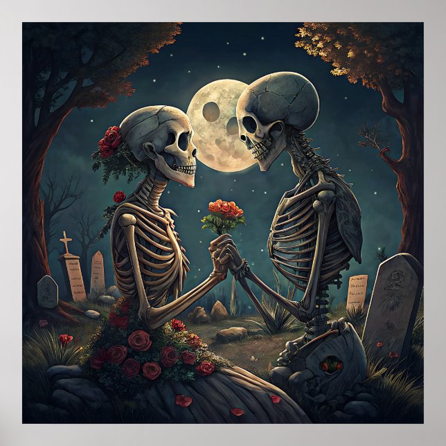 Affiche d'amour pour le squelette d'Halloween (Devant)