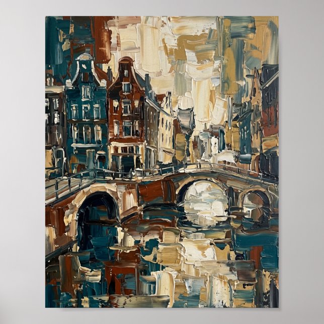 Affiche d'Amsterdam Peinture à l'huile abstraite d (Devant)