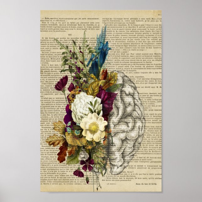 affiche d'anatomie du cerveau floral médical (Devant)
