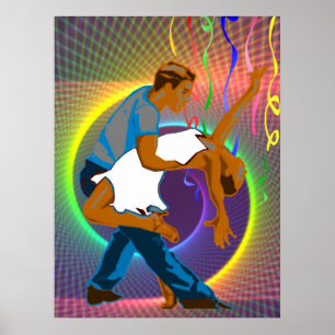Affiche Dance Couple Party Scène Neon Couleurs