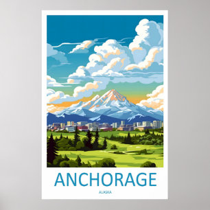Affiche d'Anchorage Ski Vintage Parc national Voya