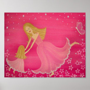 Affiche Dancing By Twilight - 8x10 Mother & Girl Kids Art