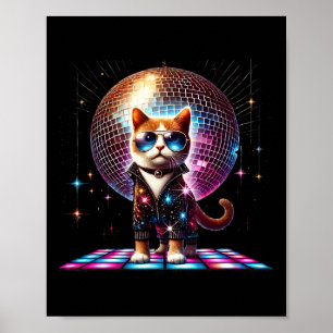 Affiche Dancing Chat Disco Ball Kitten Kitty Lover Drôle P