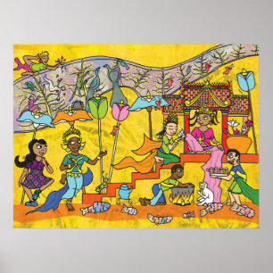 Affiche Dancing Devas - Art cambodgien Imprimer