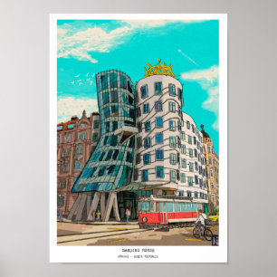 Affiche Dancing House Prague République tchèque Whimsical 