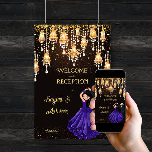 Affiche Dancing Indian couple chic accueil signe de bienve