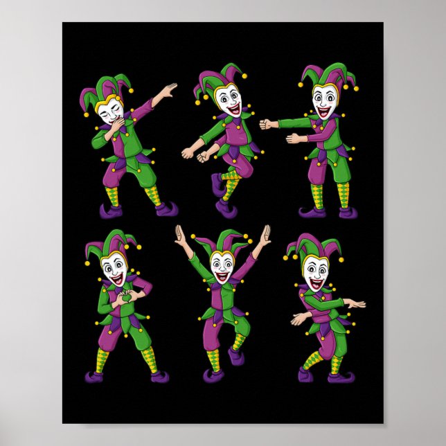 Affiche Dancing Jokers Mardi Gras Fun Boys Girls (Devant)