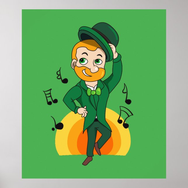 Affiche Dancing leprechaun, dessin animé de la Saint Patri (Devant)