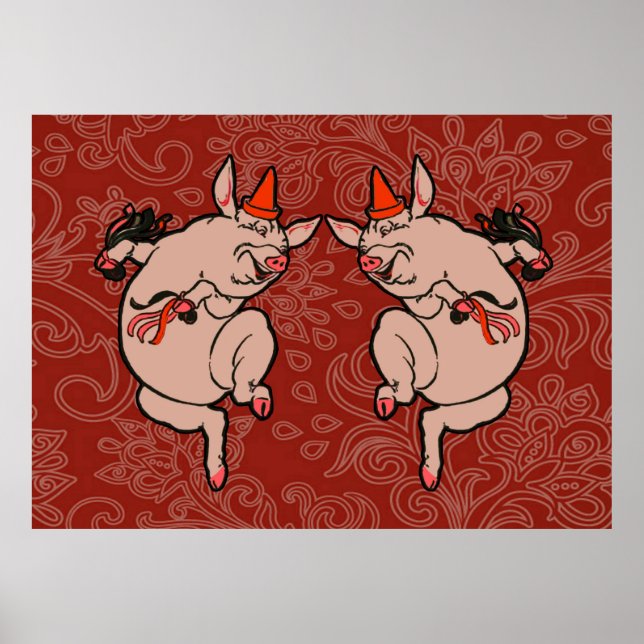 Affiche Dancing Pig Antique Cute Danseuse (Devant)