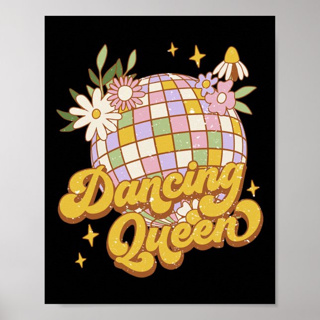 Affiche Dancing Queen Boho Disco Flower les années 70 80s  (Devant)