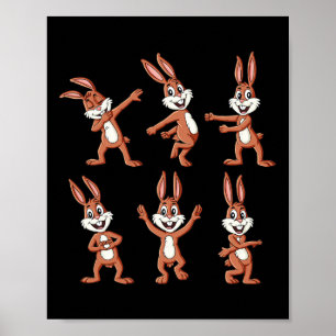 Affiche Dancing Rabbits Défi de danse du jour de Pâques Ga