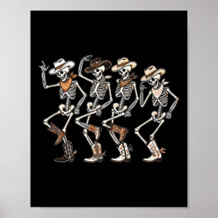 Affiche Dancing Skeleton Cowboys Western Country Rodeo Hal
