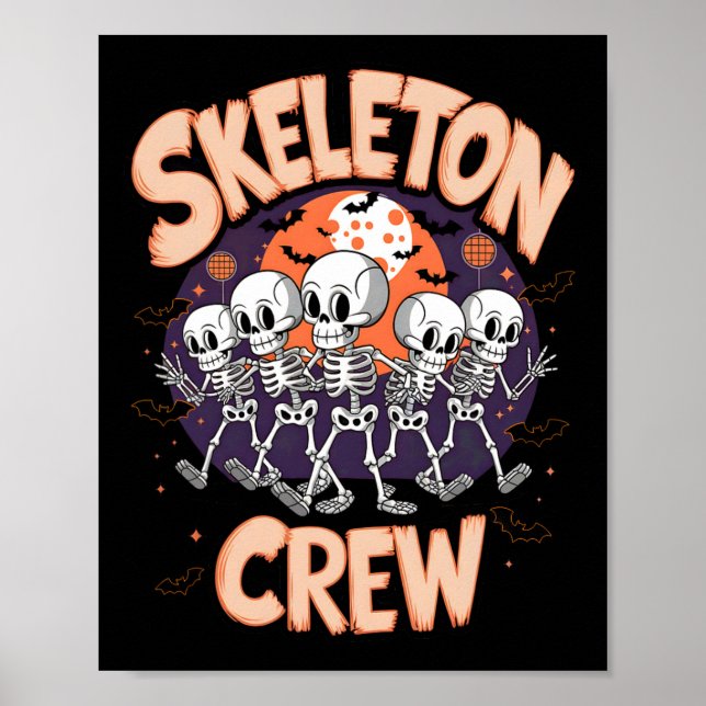 Affiche Dancing Skeleton Crew Halloween Party Amusant Éffr (Devant)